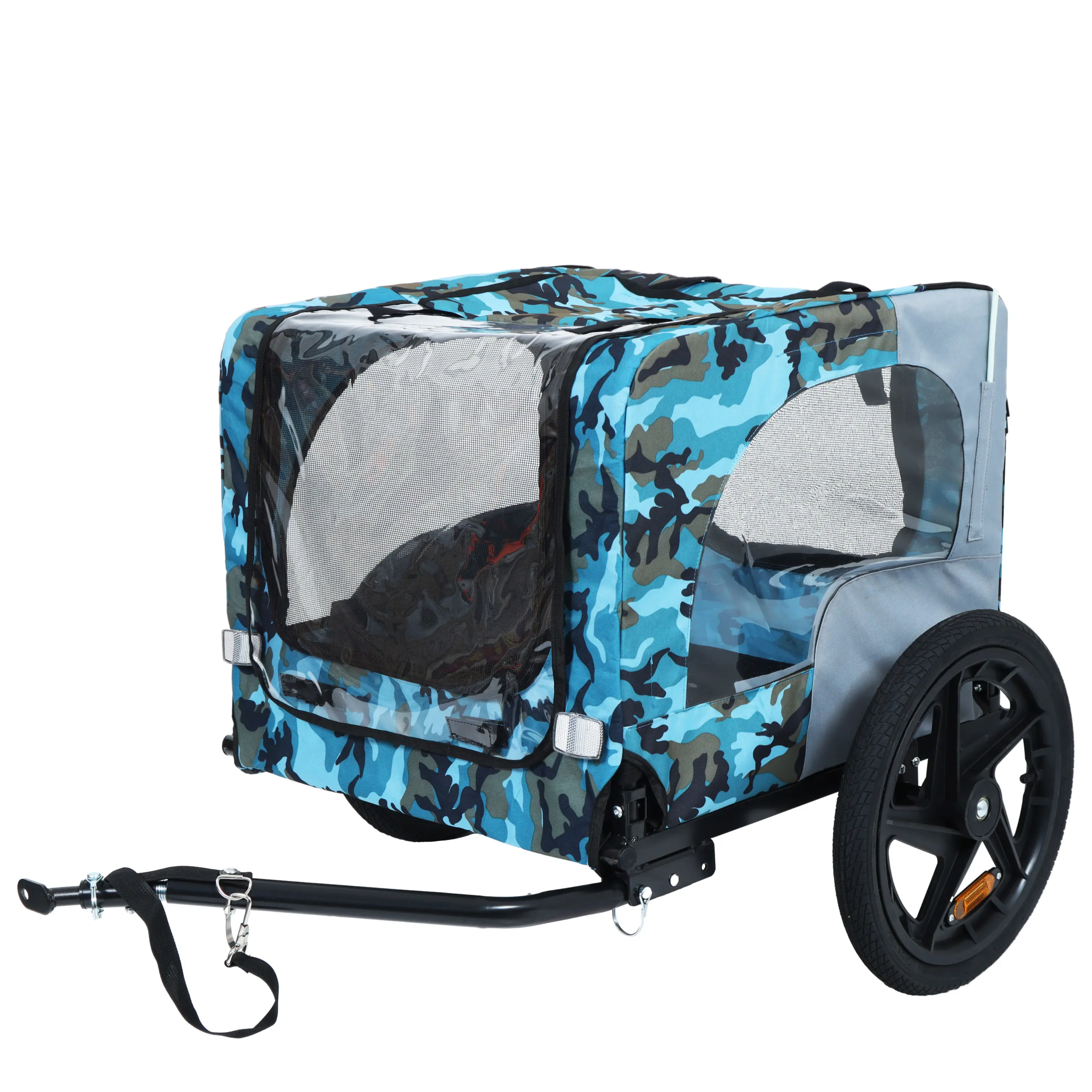 ARCH Heavy-Duty Portable Outdoor Pet Bike Trailer, 16-Inch All-Terrain Wheels, Universal Hitch, Compact Storage, Durable Foldable Dog/Cargo Carrier Cart, Blue/Grey Options, Sturdy Construction, Reliable Outdoor Use, Ideal for Camping,Parks, Collapsible, B