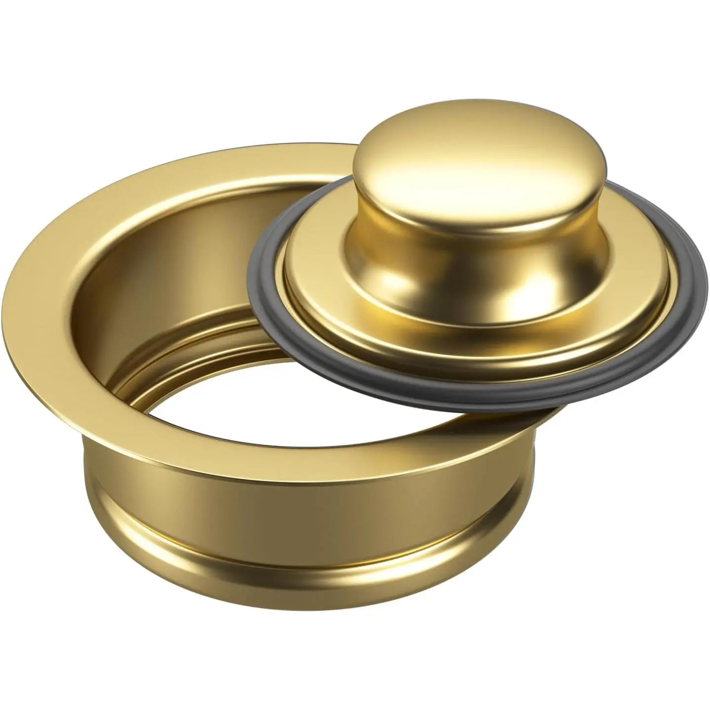 Kitchen Sink Garbage Disposal Flange and Sink Stopper, Fits 3-1/2 Inch Standard Stainless Steel Sink Drain Opening, Replacement Kitchen Sink Accessories, Gold Bright