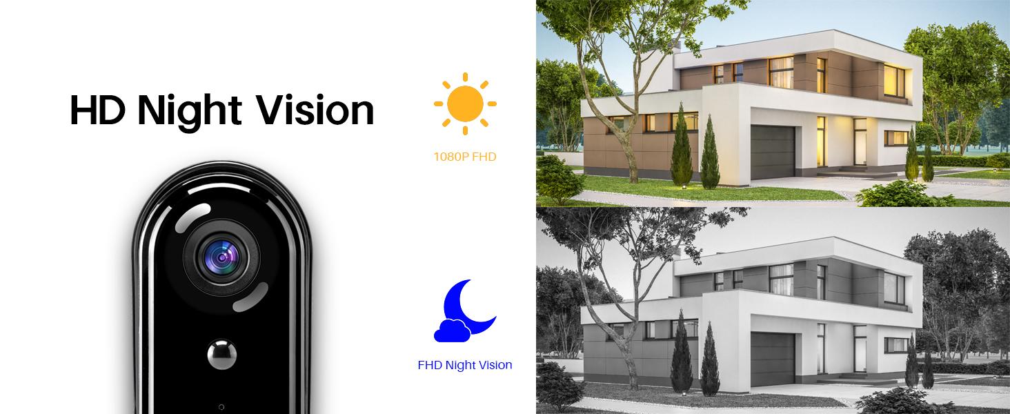 Video Doorbell Camera, HD WiFi Wireless Battery Power Operated Motion Detector Audio&Speaker Night Vision,IP65 Outdoor Waterproof with Doorbell Chime for iOS&Android Video Doorbell Camera, HD WiFi Wireless Battery Power Operated Motion Detector Audio&Speaker Night Vision,IP65 Outdoor Waterproof with Doorbell Chime for iOS&Android