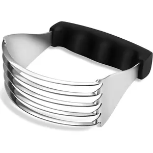 Large Pastry Cutter Tool, Professional Stainless Steel Pastry Blender, Heavy Duty Dough Blender, Dishwasher Safe Black Baking Tools & Supplies