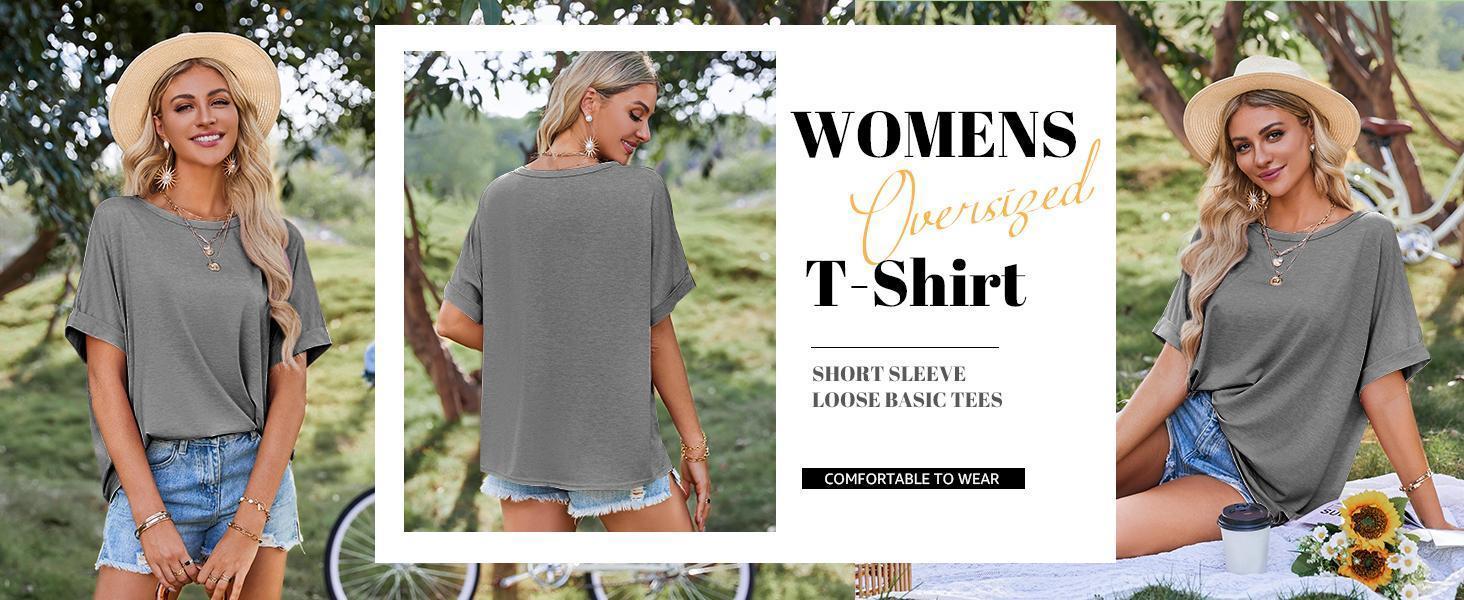Imily Bela Womens Oversized Tshirts Casual Summer Tops Short Sleeve Loose Fit Tunic T Shirts Imily Bela Womens Oversized Tshirts Casual Summer Tops Short Sleeve Loose Fit Tunic T Shirts