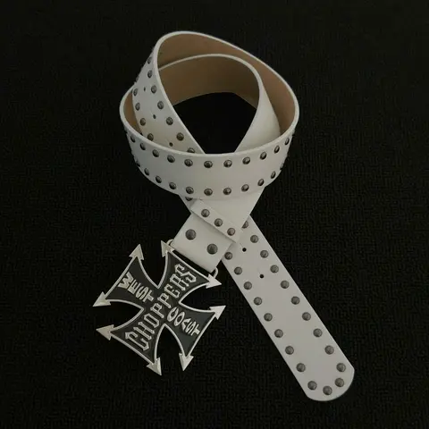 Large Statement Fashion Cross Belt with Metal Buckle, Dual-Row Rivet PU Leather Strap, Gothic Street Style, All-Season Wear