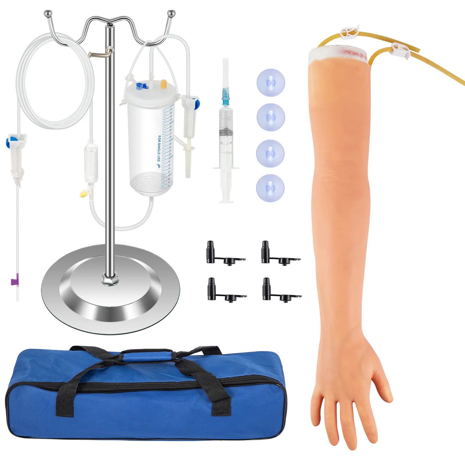 12 Pieces Phlebotomy Practice Kit, High Simulation IV Practice Arm Kit with Carrying Bag, Complete IV Practice Kit, Resealable for Endless Practice, Accurate Venous Anatomy