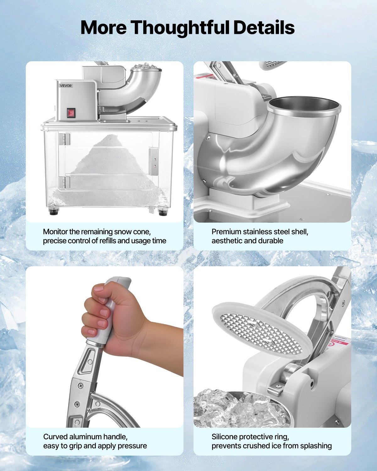 VEVOR Commercial Ice Crusher 661LBS/H, 350W Electric Snow Cone Machine ...