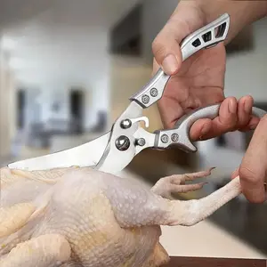 Single stainless steel strong chicken bone scissors for home kitchen, chicken duck fish bone special scissors with descaling function, multifunctional ingredient cooking and cooking scissors
