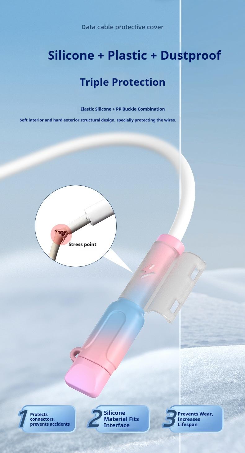 Data cable protective cover, charging cable protective cover, anti-break connector protective cover, suitable for IOS and Android phone charging cables