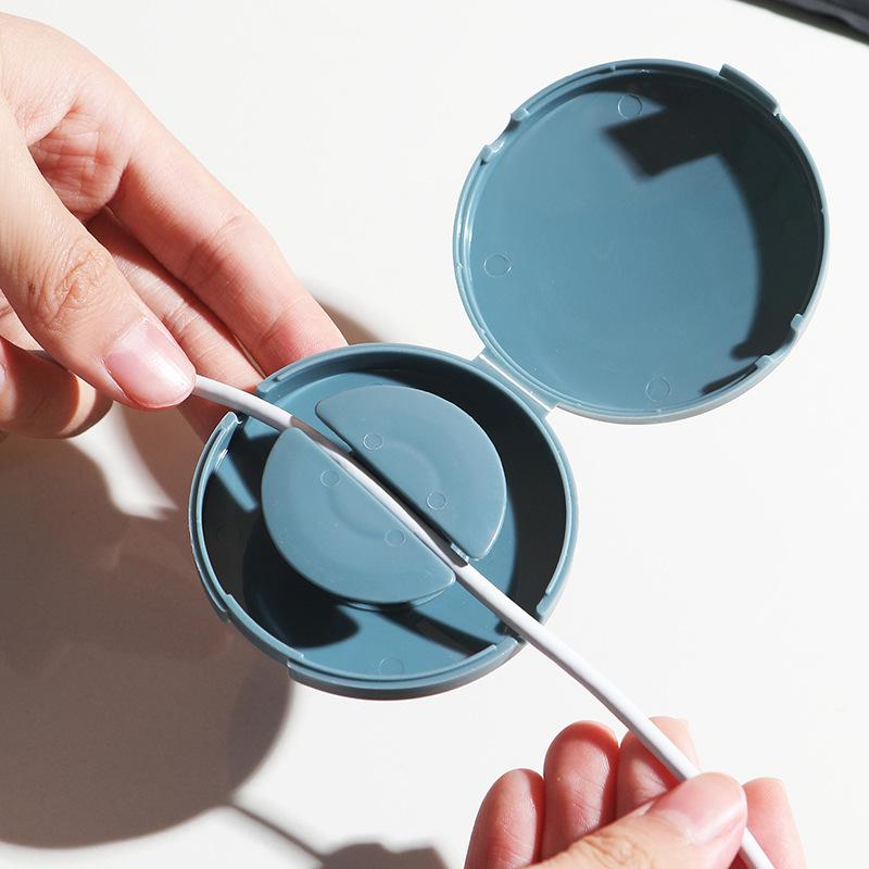 4 Rotatable Cable Management Boxes, Cord Organizer, Compact Portable Round Design, Durable Plastic Storage Box for Home Organization, Line Management System