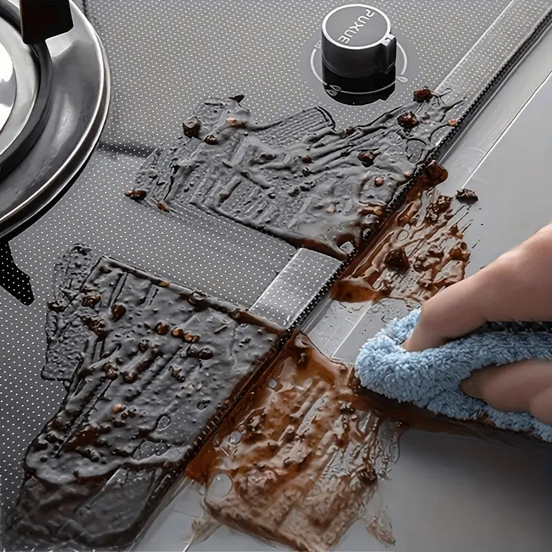 Clear Self-Adhesive Gel Kitchen Countertop Protector - Heavy-Duty Oil-Resistant Stove Top Cover, Scratchproof Surface, Precise Fit for/Stovetop/Sink