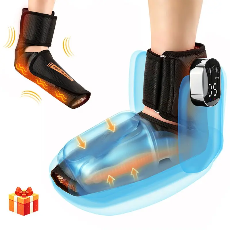 Cordless Airbag Compression Foot & Ankle Massager, Vibration & 3‑Level Heating 40‑50°C, 3 Massage Modes, 15‑Min Auto‑Off, LED Display Rechargeable Foot Wrap, Relaxation Aid for Deep Foot Muscle Relaxation
