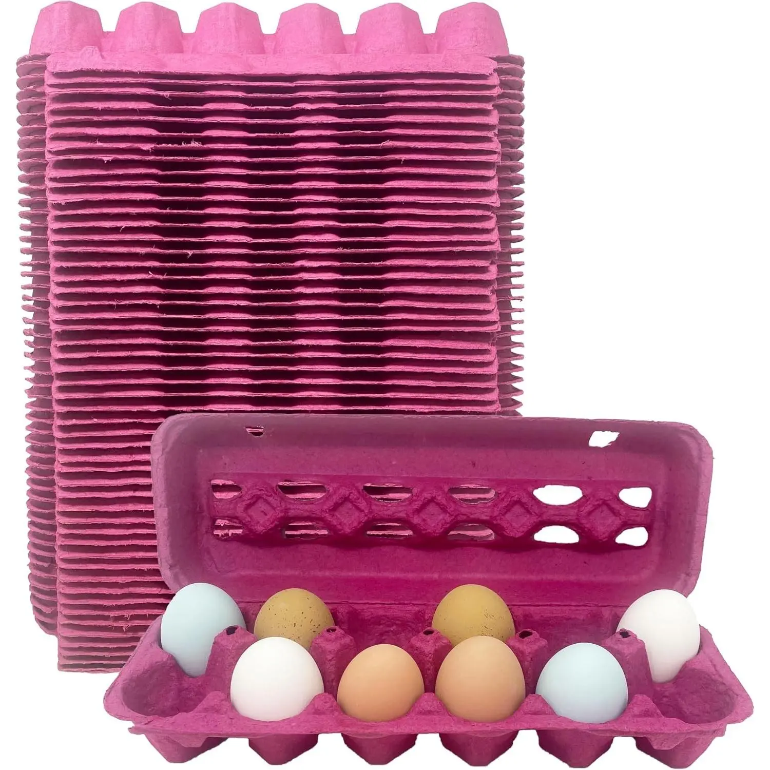 Pink Paper Pulp Egg Cartons - 50 Pack