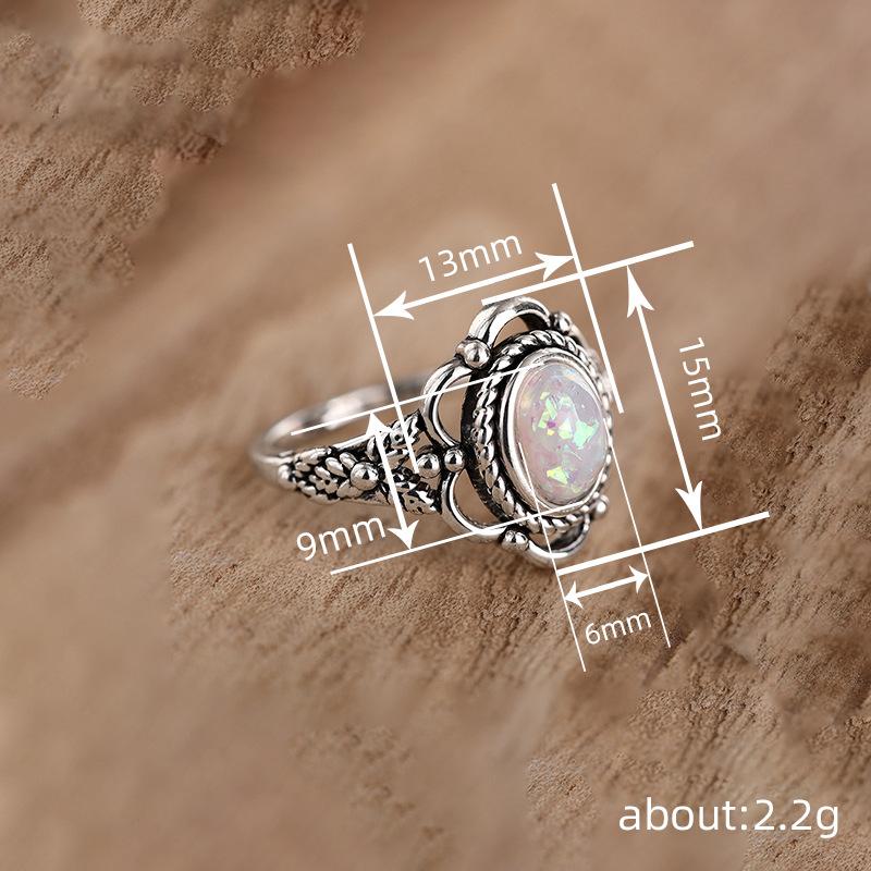 Vintage Opal-Style Filigree Ring | Boho Antique Style Statement Jewelry for Women