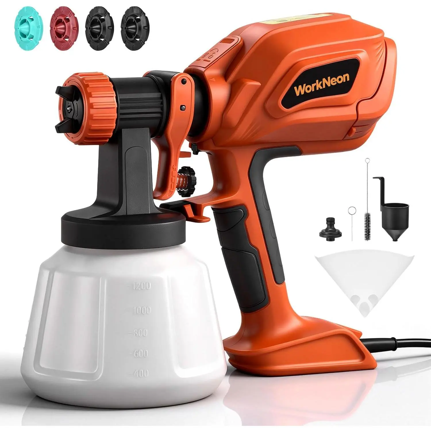 Sprayer for Painting, 800W HVLP Spray Gun with 4 Nozzles and 3 Patterns, Electric Spray 1200ml Container Easy to for Fence, Furniture, DIY,,