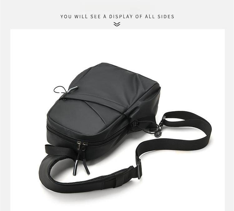 2026 trendy black leather shoulder bag, urban men's bag, suitable for short trips