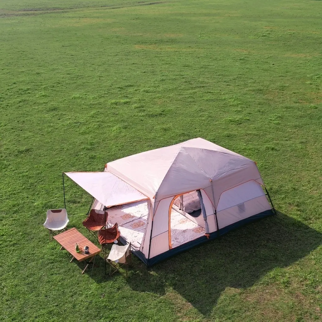 Large Camping Tent for Outdoor Use, 3-10 People, Two Rooms One Hall, Perfect for Family Gatherings and Group Adventures