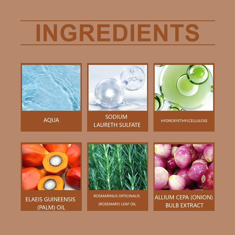 Batana Rosemary Onion Three-In-One Shampoo -- Effectively improves hair quality.Nourishes the scalp and strengthens hair roots.Cleans while maintaining hair moisture.Provides comprehensive care and improves the scalp environment，