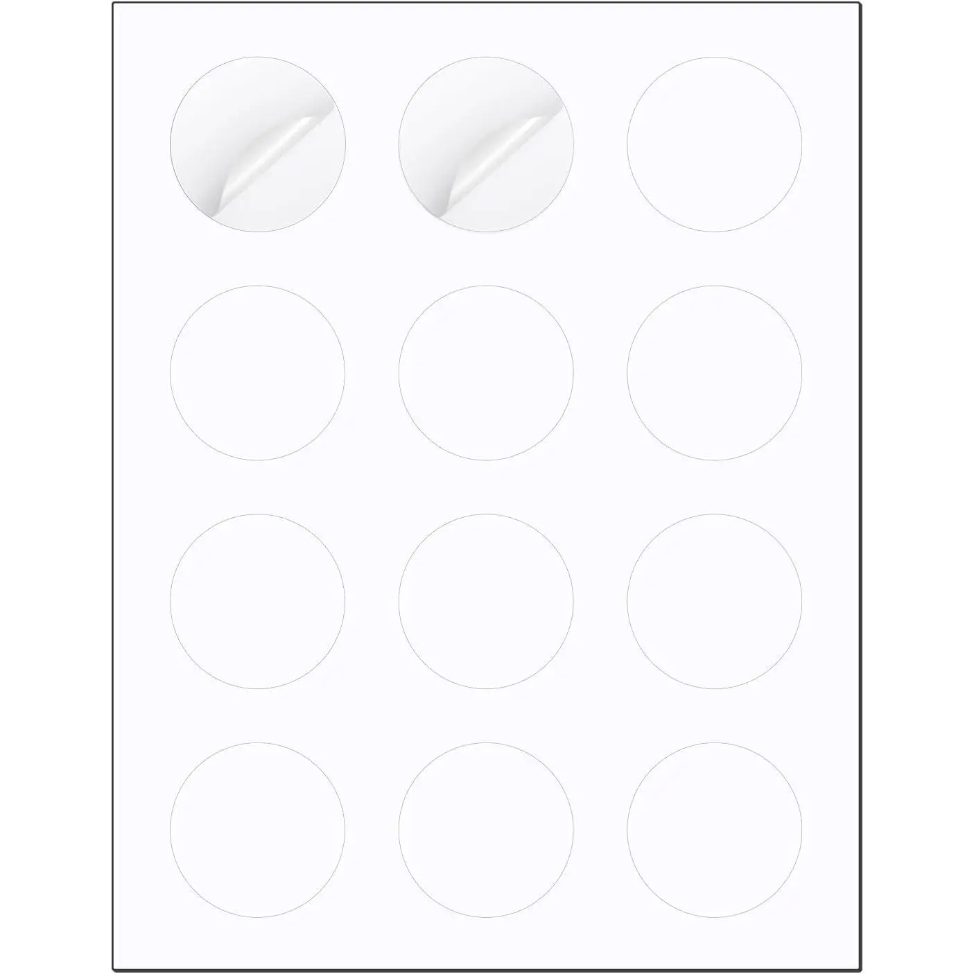 2" Diameter High Visibility Printable Round Labels,Matte White,360 Customizable Blank Stickers
