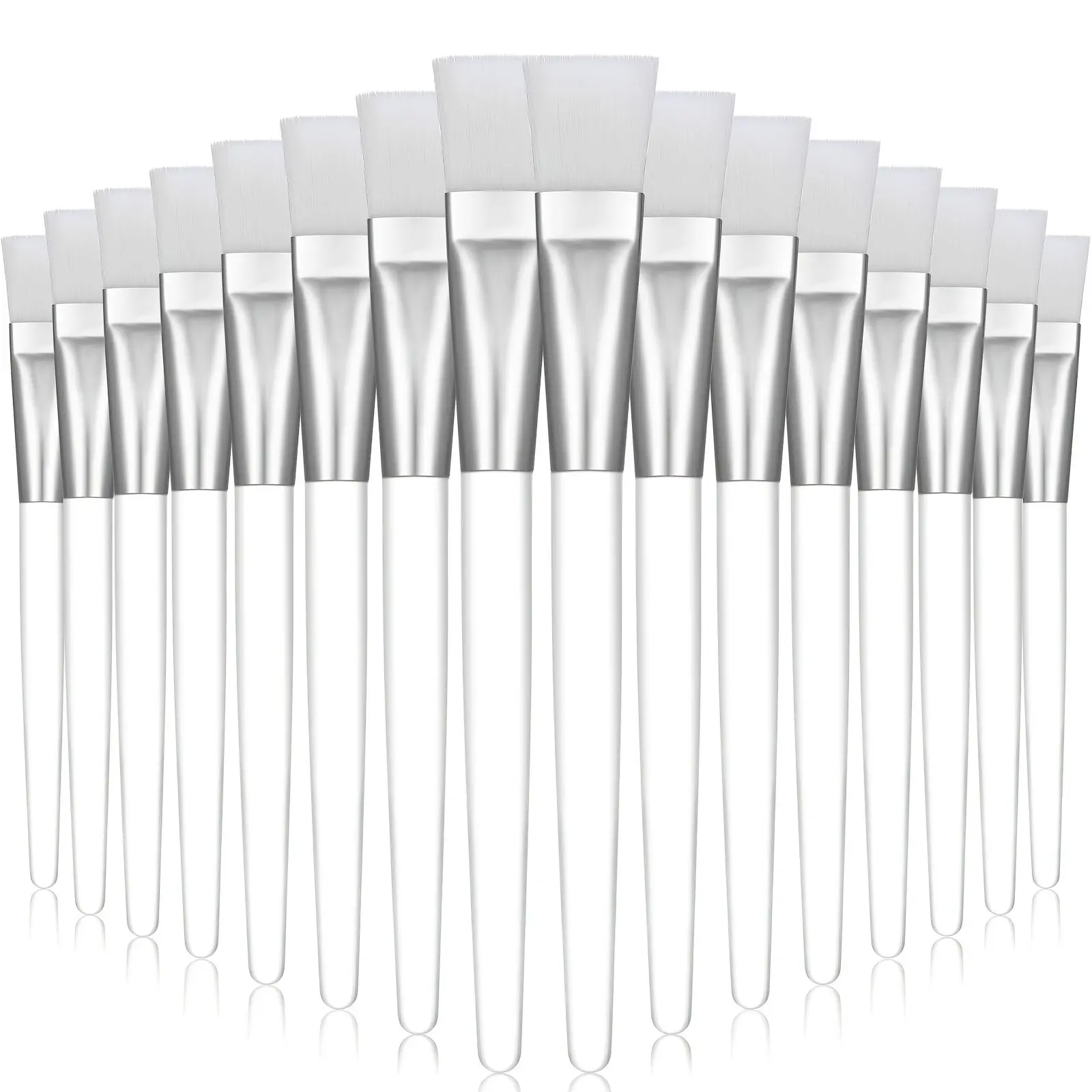 16 Soft Bristle Face Mask Brushes, Transparent Handle, Ideal for Mud Masks and Body Lotion Application, Essential Beauty Tool
