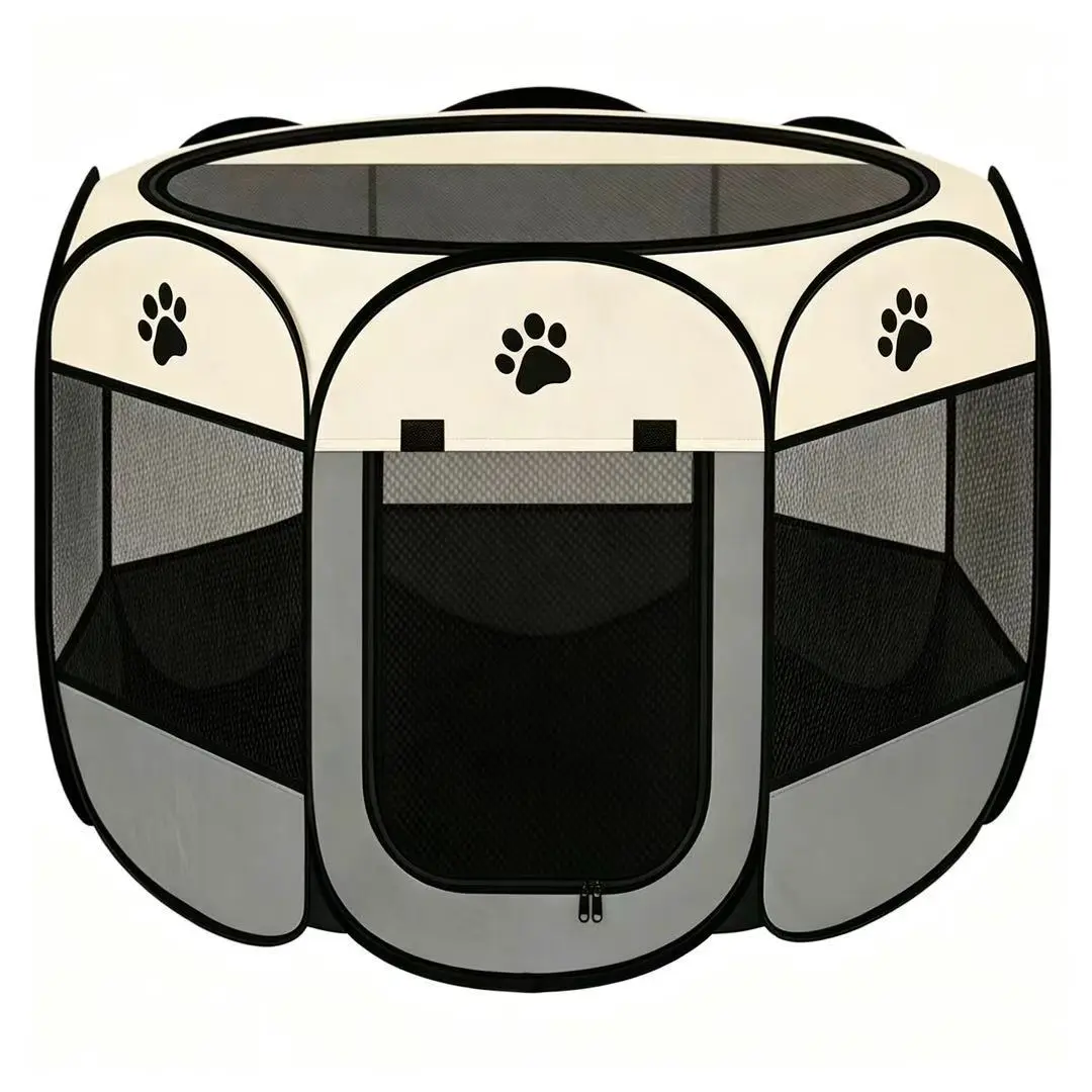 Foldable Octagonal Cage, Pet Enclosure Tent, Cat And Dog Fence, Scratch-resistant Oxford Fabric, Open-top Design, Portable Enclosure For Kittens And Puppies Both Indoors And Outdoors, Travel-friendly Pet Shelter, Visible Protective Mesh