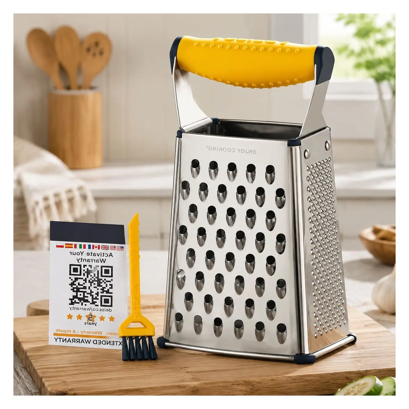 PRO Box Grater & Cheese Graters for Kitchen - Stainless Steel Cheese Grater and Food Shredder, 4 Sided Hand Grater for Block Cheese, Vegetables Non-Slip Base, Dishwasher SafeGift
