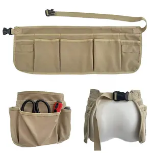 Pocket Utility Apron with Hammer Loops – Adjustable Waist Tool Apron for Men & Women, Garden, Construction, Woodworking – Perfect Gift for Dad (Khaki/Black)