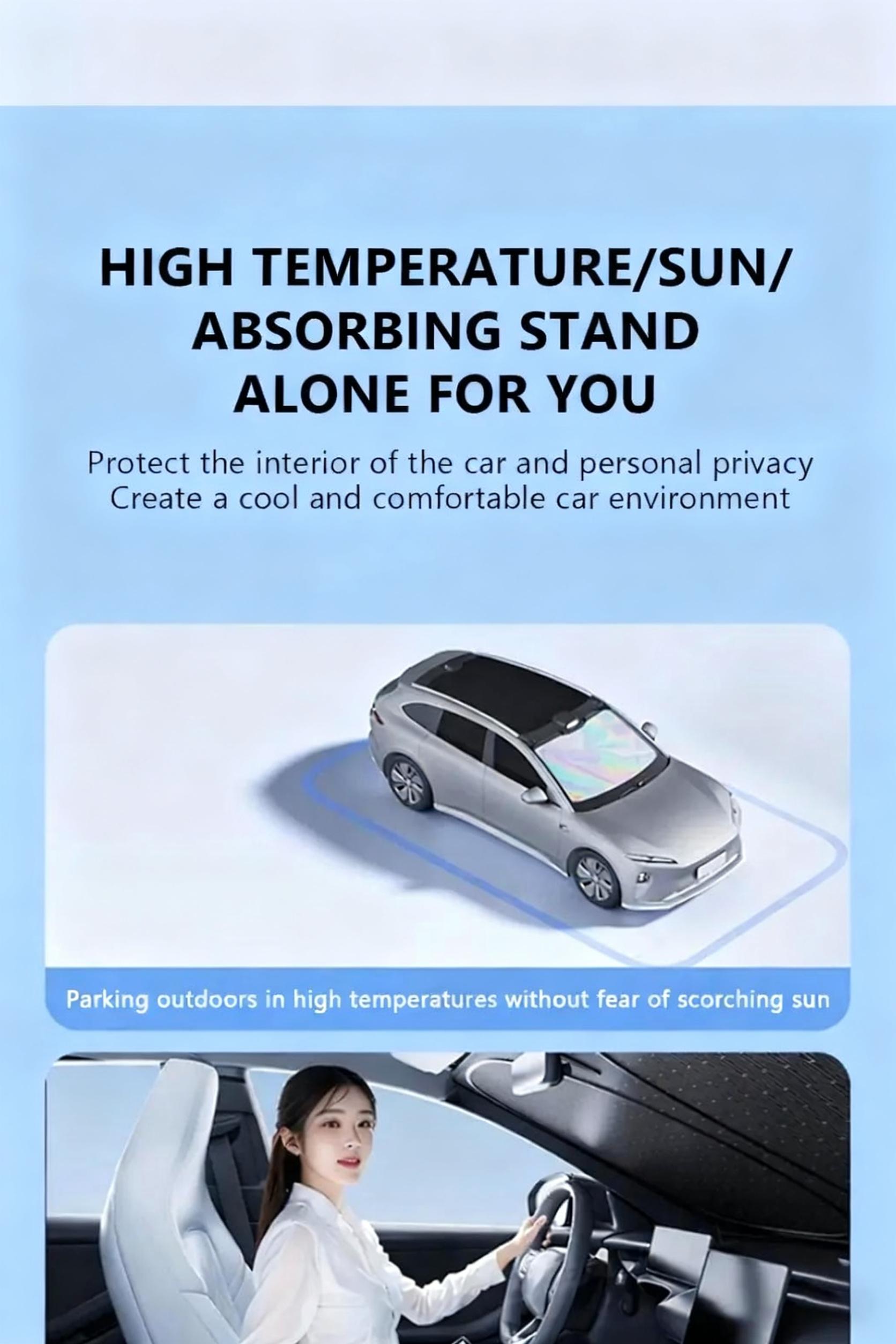 UV-Reflective Car Sun Shade Cover Rear Windshield Sun Protection Sunshade Heat-Isolation Car Privacy Curtains Foldable Storage