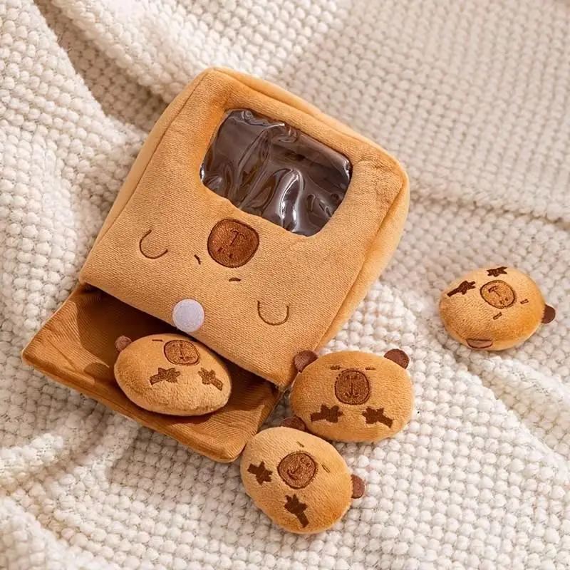 Capybara Plush Toys Set of Four, Soft Stuffed Animal Dolls, Cute Collectible Decor, Perfect Gift for All Ages, Ideal for Home Decoration, Cuddly Stuffed Animals