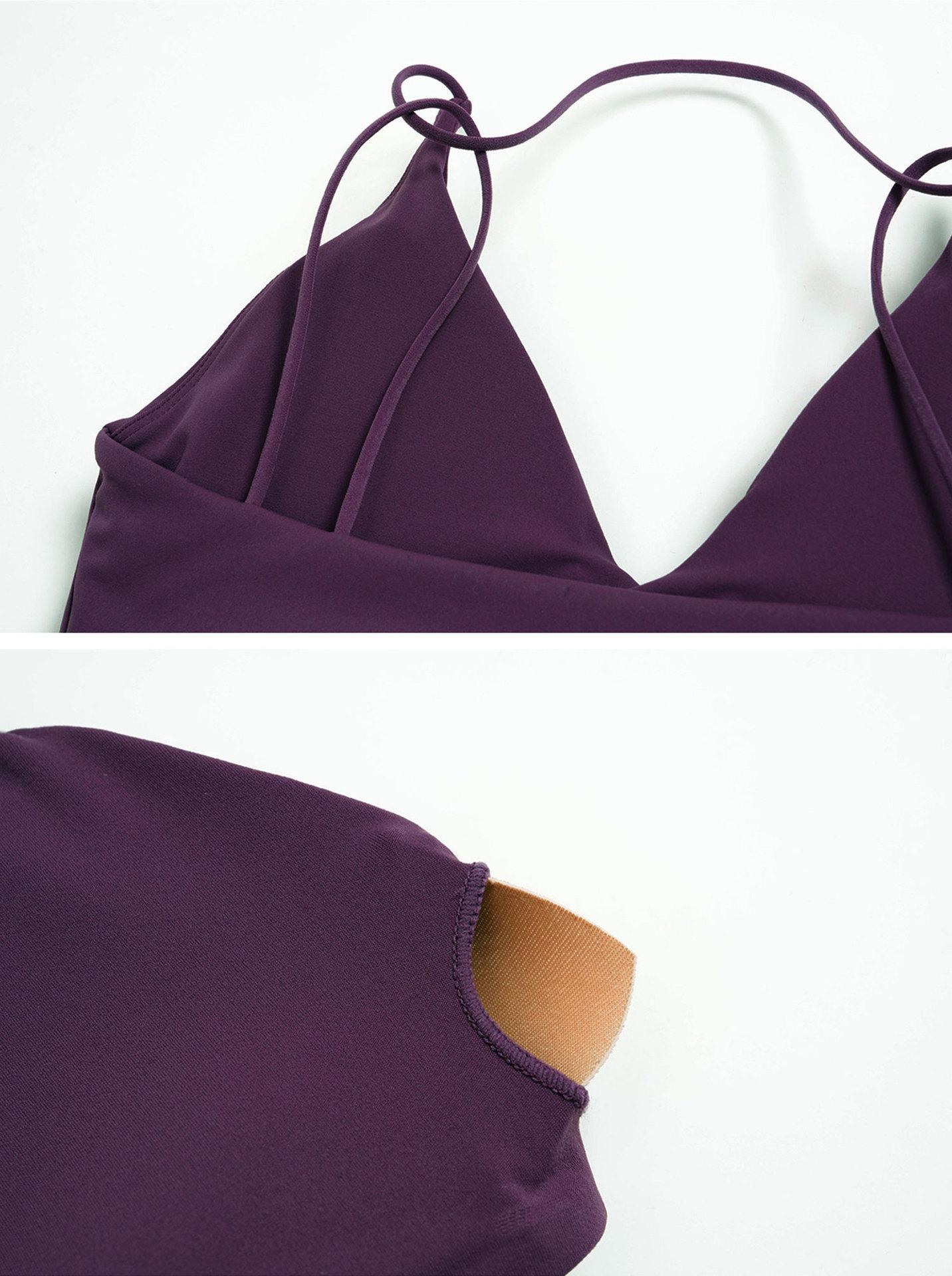 DFYNE Seamless Thin Strap Bandeau Top |   Front twisted back design for a supportive and flattering look, high elasticity and skin-friendly fabric that won't dig into your shoulders, providing a bare-skin feel during exercise.