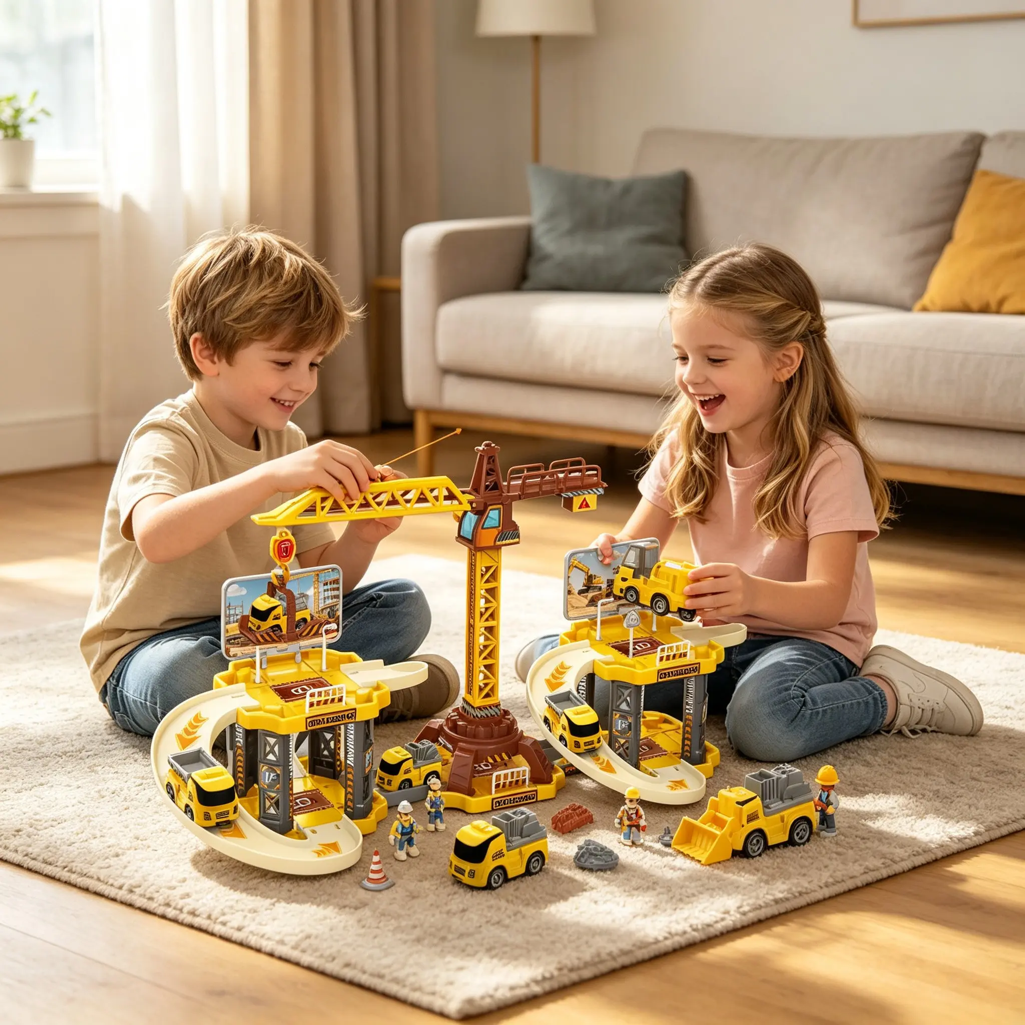 69-Piece Track Engineering Set Parking Toy, Kids Garage Playset, Preschool Car Game Vehicle Kit, Birthday Gift for Boys Girls Aged 3+