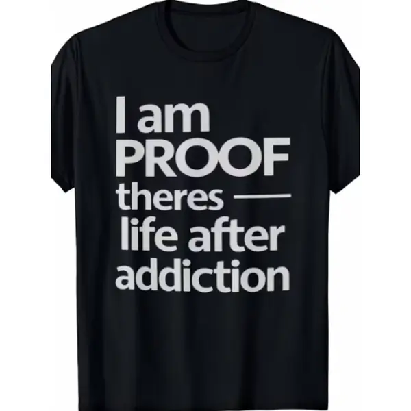 Men's Recovery T-Shirt,Comfortable Crew Neck Sobriety Gift Substance Abuse Awareness Tee with White Print Motivational for Rehab  Meetings & Casual Attire , All-Season
