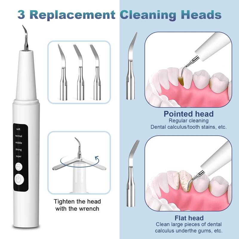 Rechargable Oral Plaque/Tartar Remover for Teeth, Dental Calculus Remover, Teeth Cleaning Kit with 5 Adjustable Modes, IPX7 Waterproof, Oral Care Tool for Adults, Pets (Cats/Dogs)