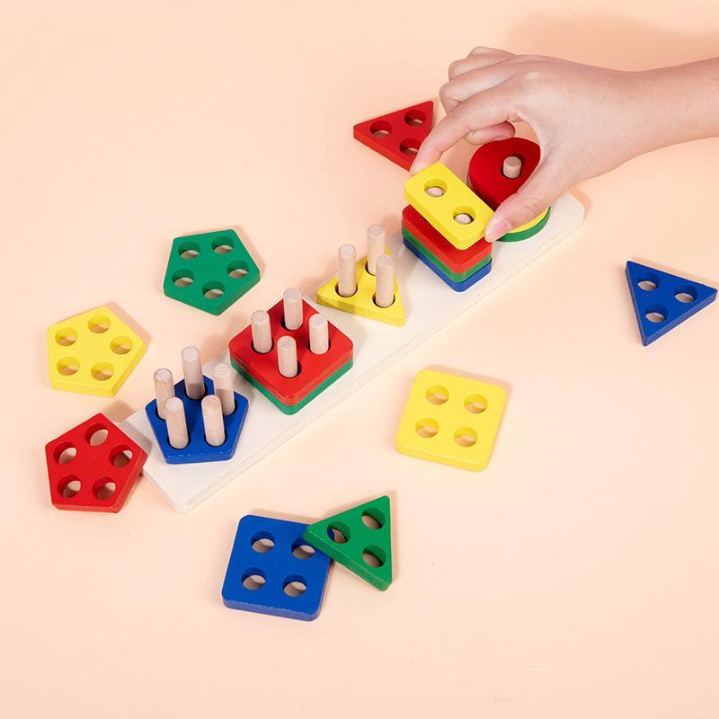 Wooden Shape Sorter Toy, Shape Matching Montessori Toy for Fine Motor Skills & Shape Recognition, Interactive Learning Toy for Home School