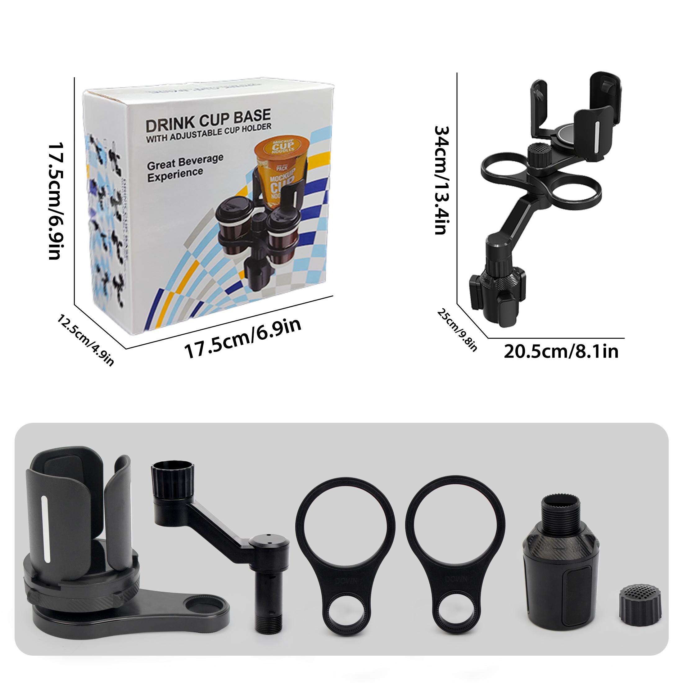 Adjustable Car Cup Holder Extender with Dual Cups, 360 Degree Rotating Design, Durable Interior Organizer for Most Cars