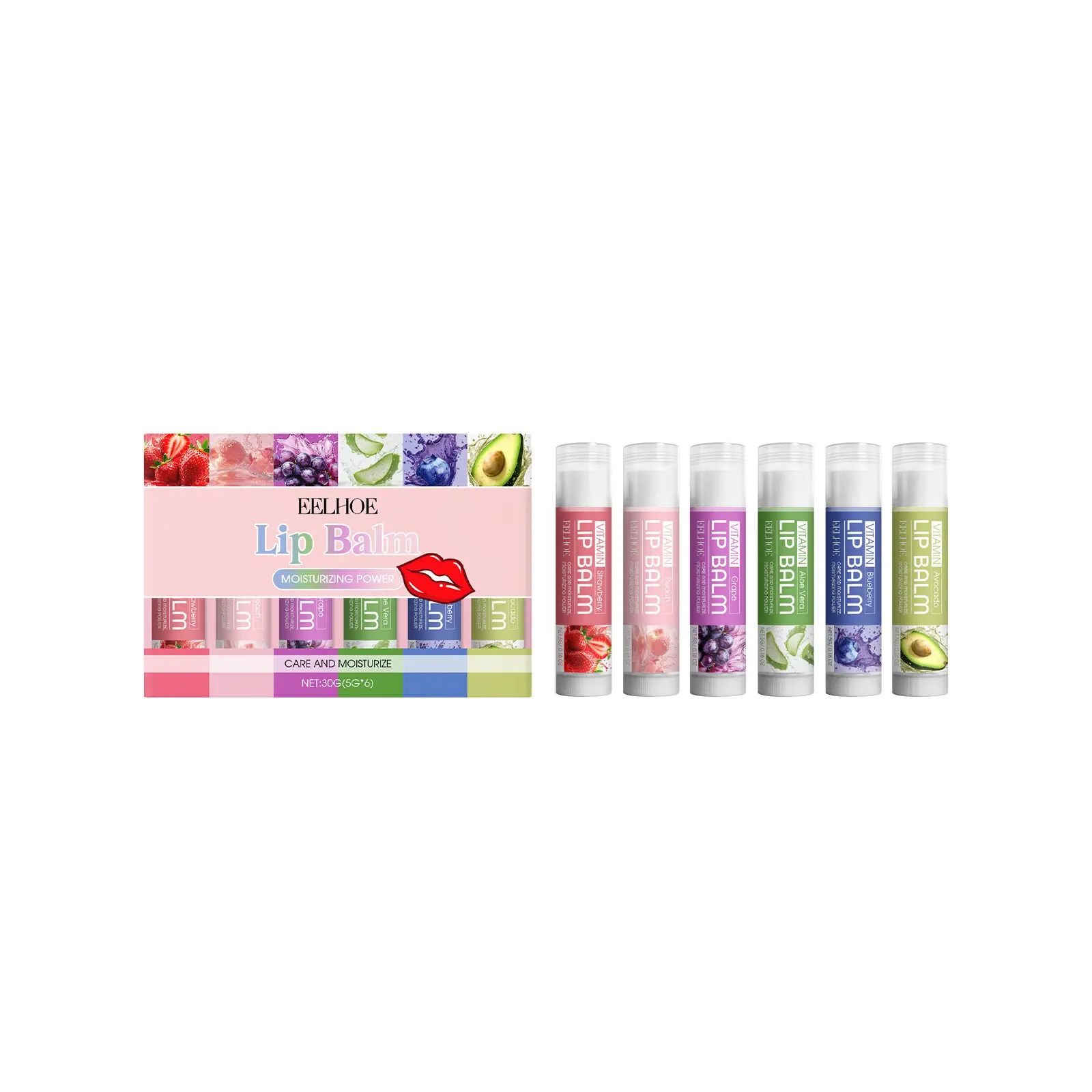 EELHOE Moisturizing Lip Balm Set Gentle Formula Texture Moisturizes Lips Softens Lips Daily Lip Care Lip Balm