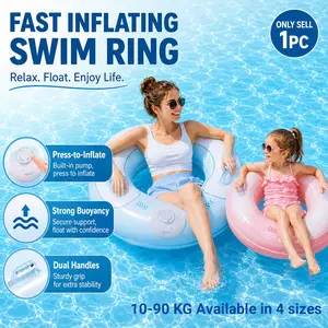 Inflatable Pool Swimming Ring for Kids and Adults, Double Handles Thickened PVC Tube, Press to inflate, Inflatable Floating Lounge Chair, Portable Outdoor Water Float, Water Recreation Aid for Floating Relaxing Drifting(10-90kg Available in 4 sizes)