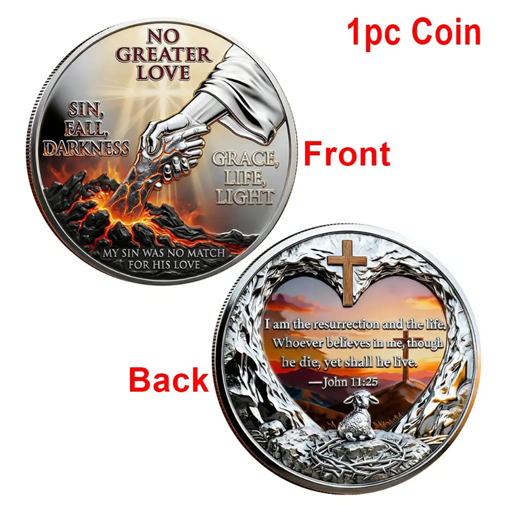 Christian Redemption Coin, 'there Is No Greater Love' Theme Collectible, Bible John Gospel Faith Medal, Religious Gift, Party Souvenir