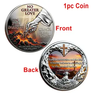 Christian Redemption Coin, 'there Is No Greater Love' Theme Collectible, Bible John Gospel Faith Medal, Religious Gift, Party Souvenir