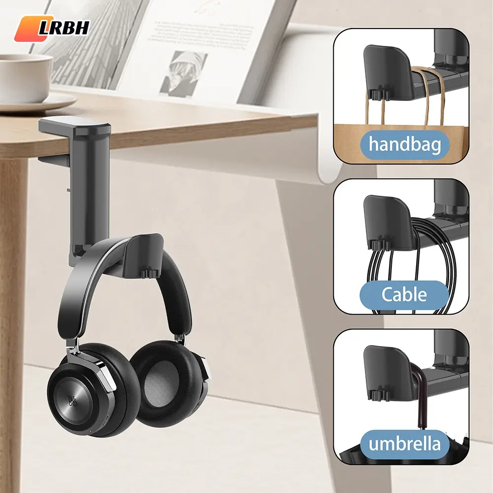 LRBH 360° Rotating Headphone Stand Desktop Headset Holder Gaming Headset Desk Hanger Hook For Earphone Controller