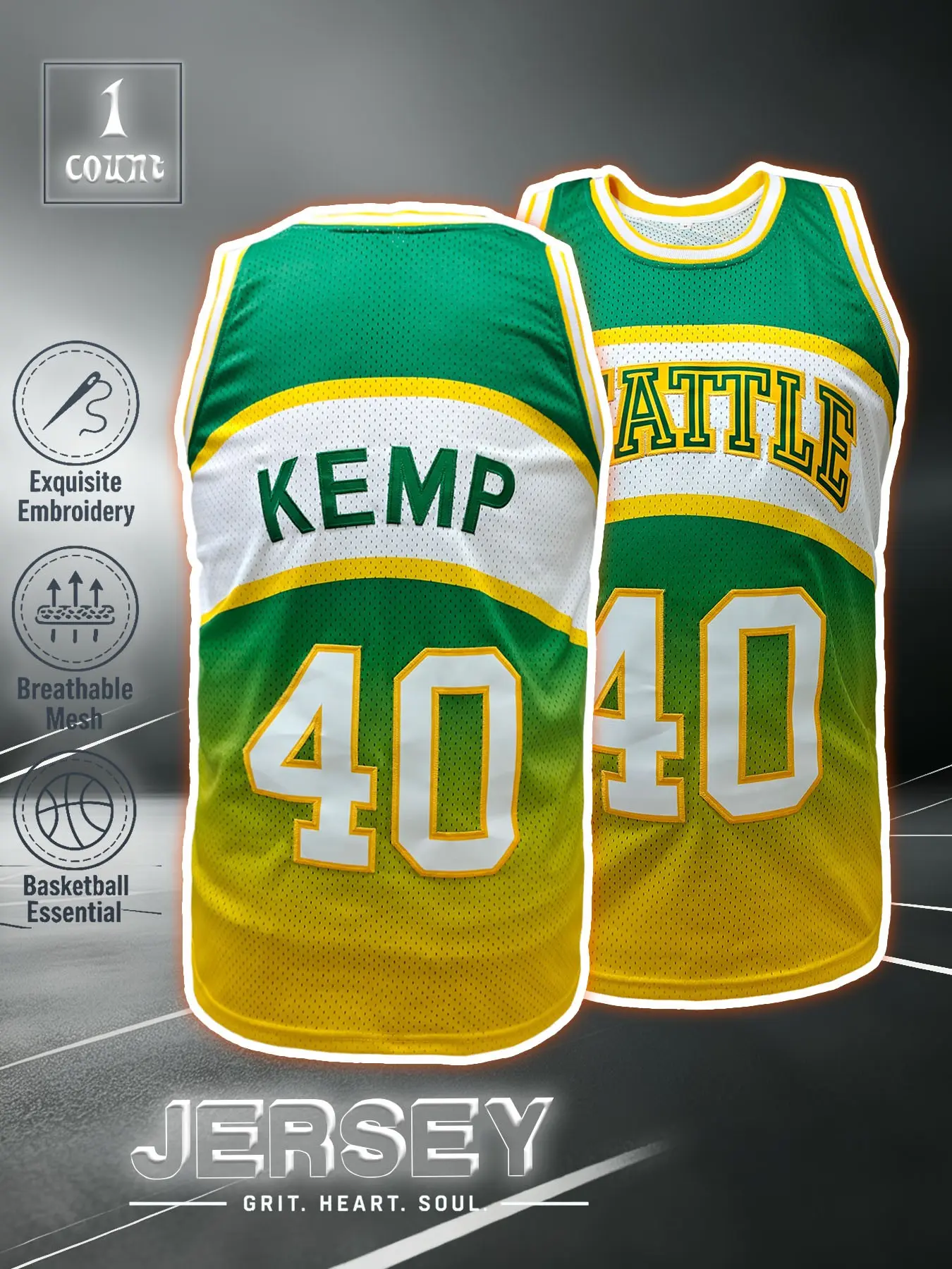 Men's Seattle Vintage Basketball Jersey, Casual Sports Jersey, Classic Letter Embroidery, Loose Fit Breathable Sleeveless Vest, Unisex for Outdoor Activities