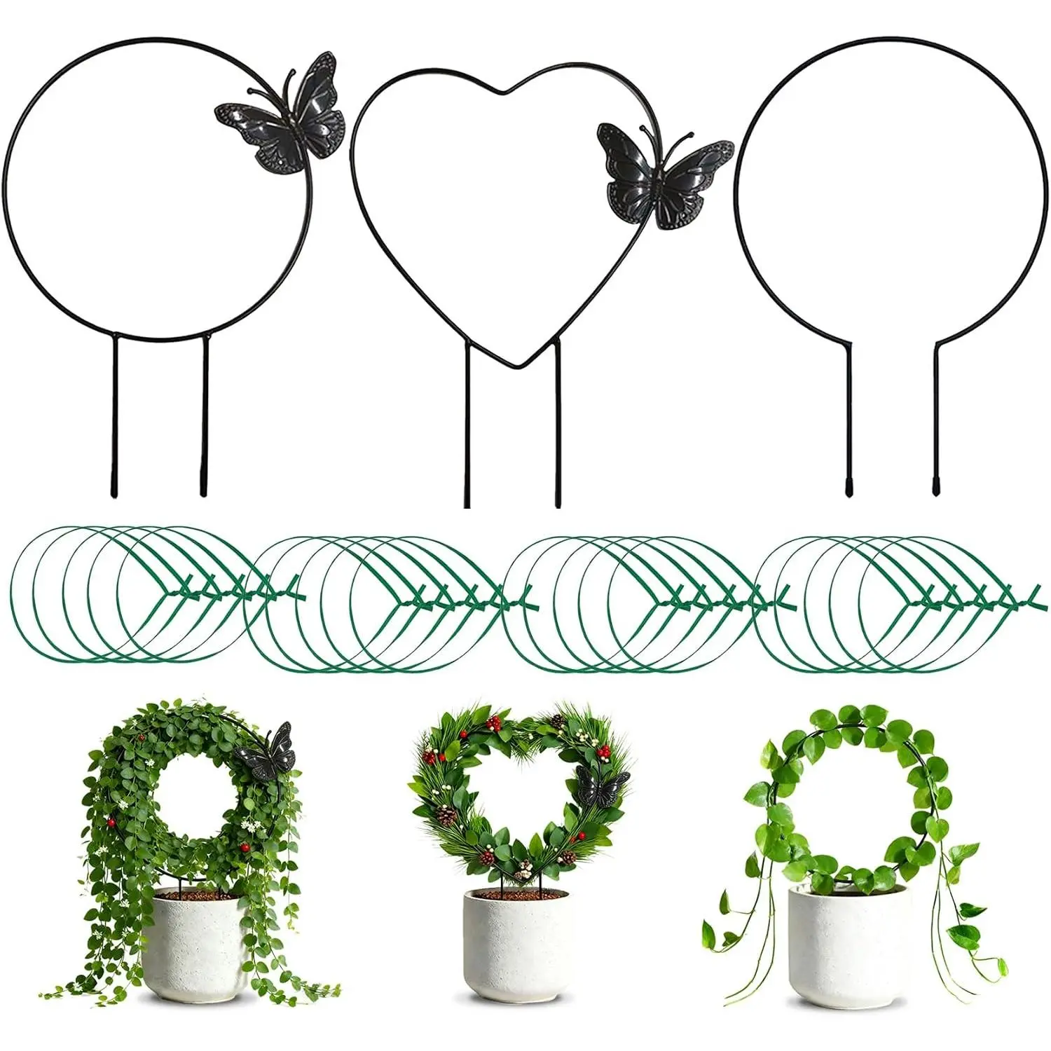 Indoor Climbing  Trellis - 3 count Small Garden Potted Support Outdoor  Propagation Trellises Accessories with 20 count Ties for Garden  Houseplant