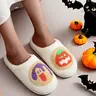 Vintage Halloween Cookie Embroidered Plush Slippers for Men and Women, Soft Comfortable House Shoes for Fall and Winter, spooky season Perfect Gift for Halloween Relaxation Home Slippers