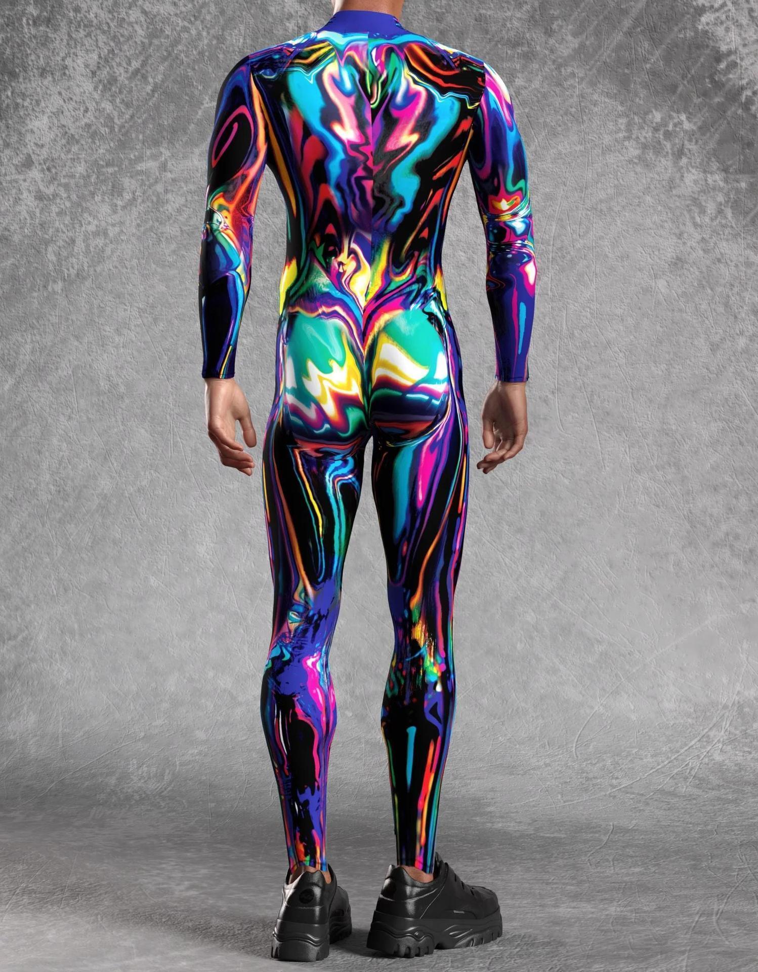 Halloween Party Performance Costumes 3D Printed Tights Jumpsuit for Men Anime Cosplay Clothing Party Carnival Festival Outfit