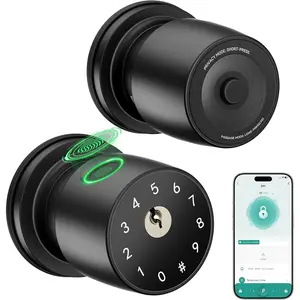 Fingerprint Door Knob for Bedroom - 291Y 4-in-1 Keyless Bedroom Door Knob  Door Lock with App, -tap  Mode Setup, Auto-Lock Easy to Install - Matte Black