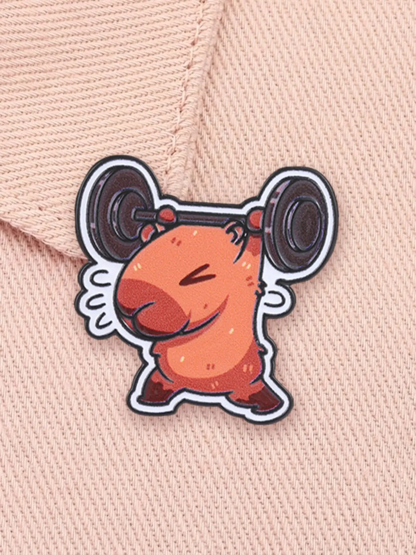 Funny Weightlifting Capybara Enamel Brooch, Cute Animal Alloy Pin, Fashion Accessory for Gym, Backpack Clip, All Seasons