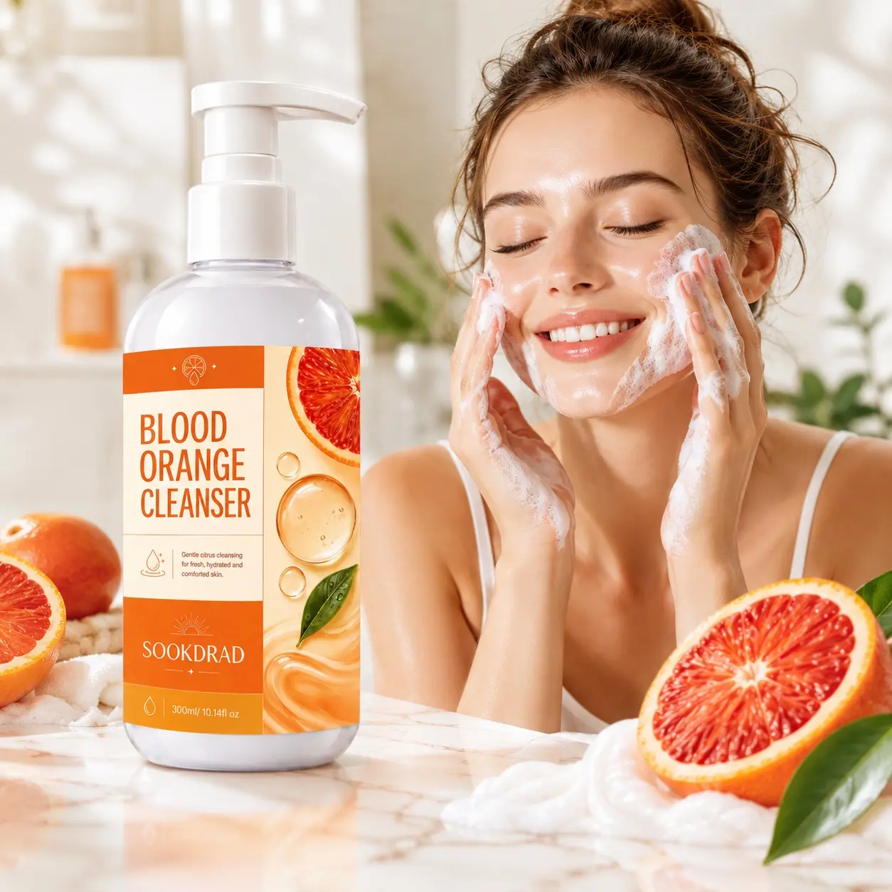 Blood Orange Cleanser, blood orange, gentle cleansing, fresh, hydrated, comforted, face, 300ml/10.14fl.oz
