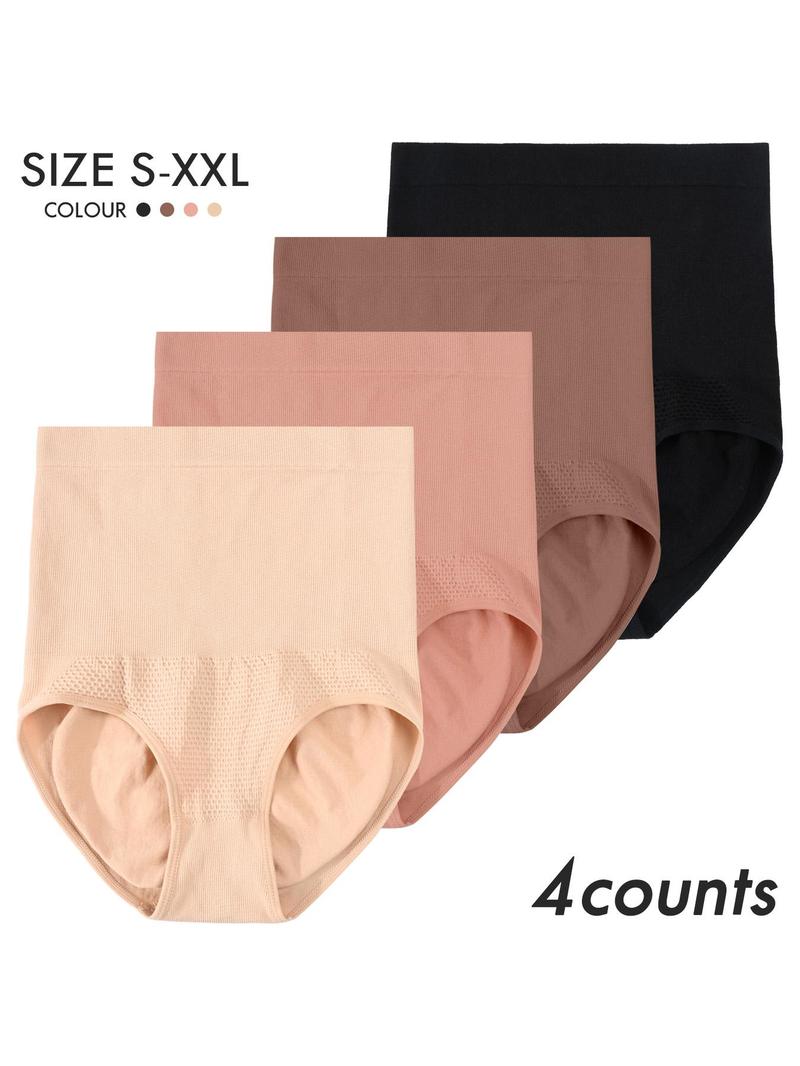 Women's Solid High Waist Shapewear Panty, Soft Fit Panty, Tummy Control Butt Lift High Stretch Seamless Shaper, Ladies Shapewear Bottoms