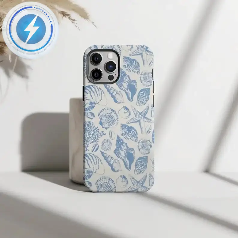 Cristnu for MagSafe Summer Coastal Seashell, Cute Ocean Inspired Aesthetic Premium Film 2 in 1 Phone Case - Durable, Shock Absorbing and Stylish Protection - for iPhone17ProMax 16 15 14 13 Pro Max, Perfect birthda