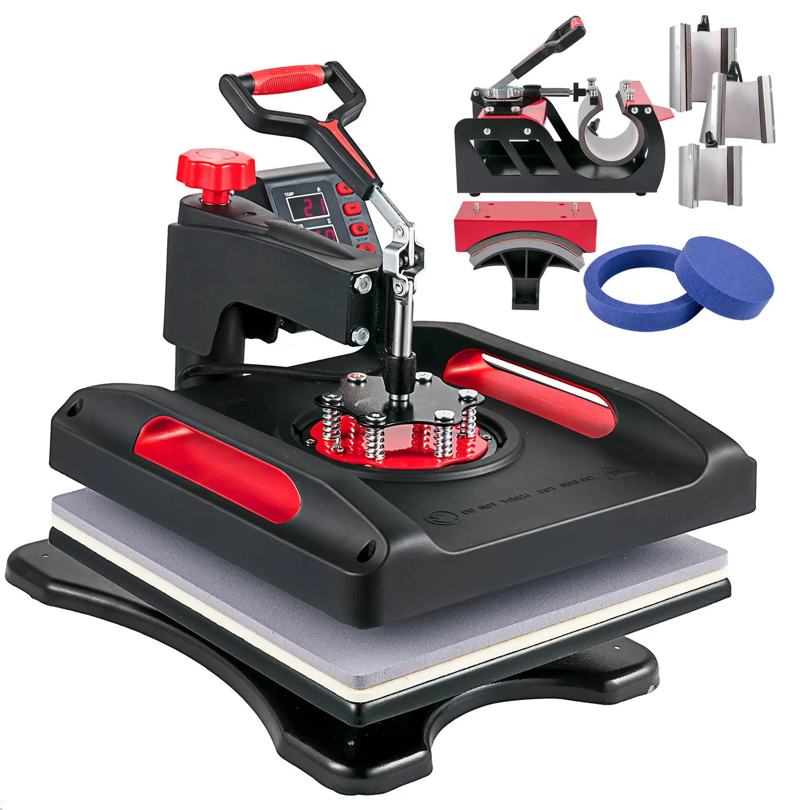 Heat Press Machine 8 in 1 Combo, Heat Press 15x15, Swing Away T Shirt Printing Machine Digital Control, Multifunction Heat Transfer Machine Sublimation Heat Press for T-Shirt Hat Cap Mug Plate