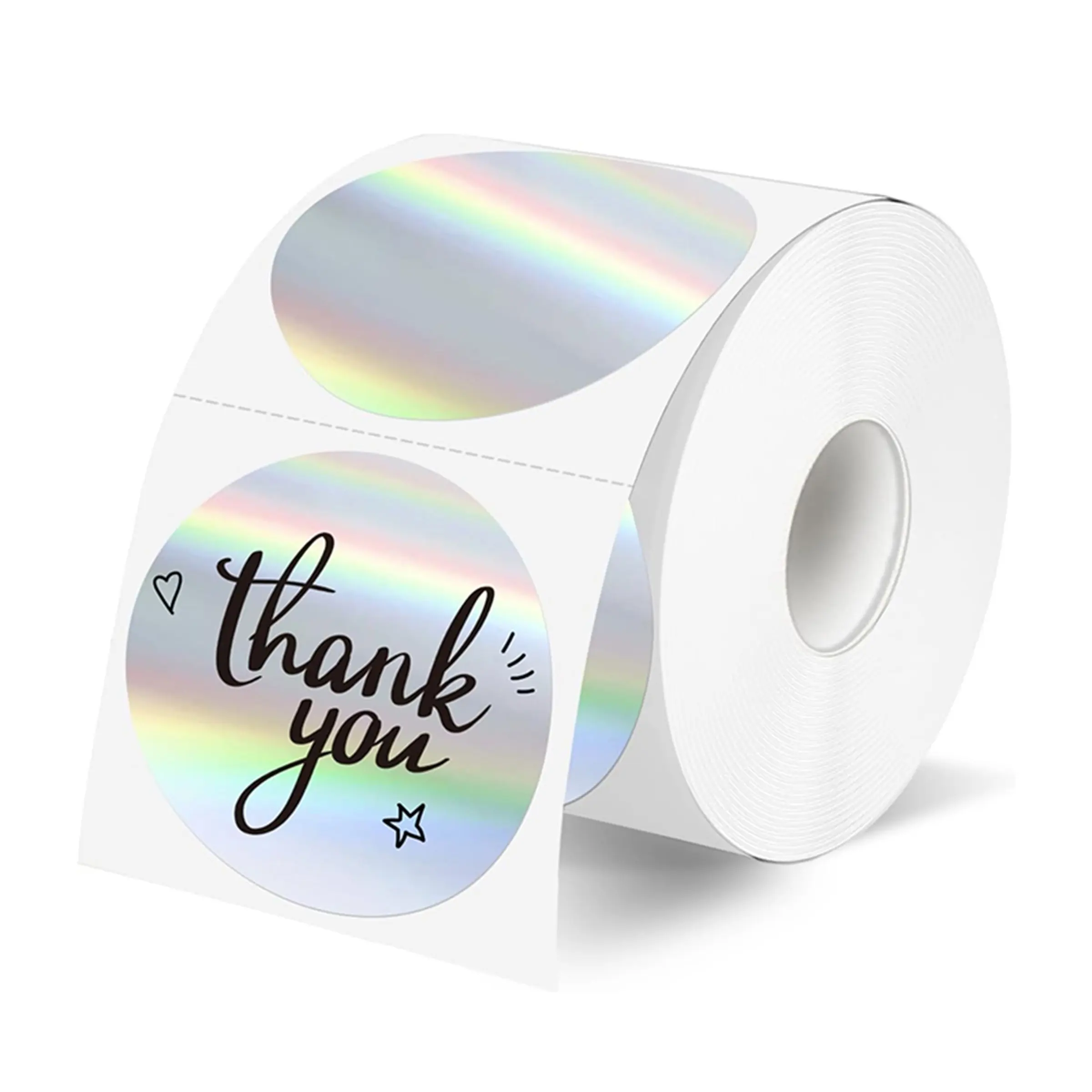 400 sheets,2-Inch Round Holographic Thermal Labels – Waterproof, Tear-Resistant, Thermal Printer Compatible – Ideal for Gift Packaging & Custom DIY Logo Designs