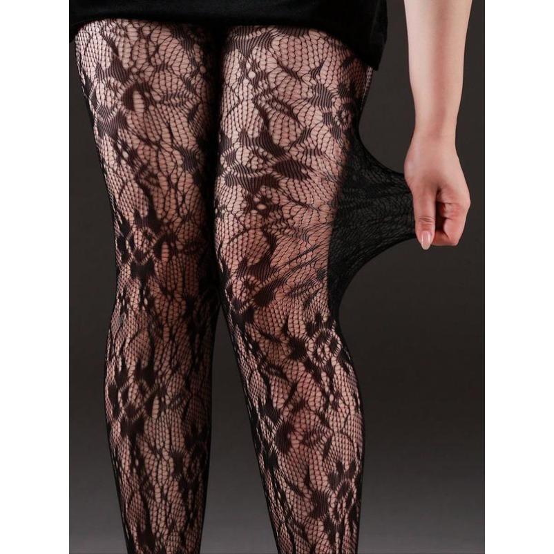 2026 New Women's Y2K Floral Mesh Stockings, High-Elasticity Hollow-Out Pantyhose, Perfect for Halloween & Christmas