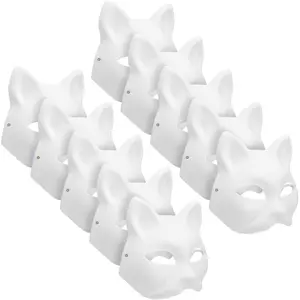 10-piece set of cat masks, orc masks, white blank animal masks, basic Halloween costumes, masquerade ball